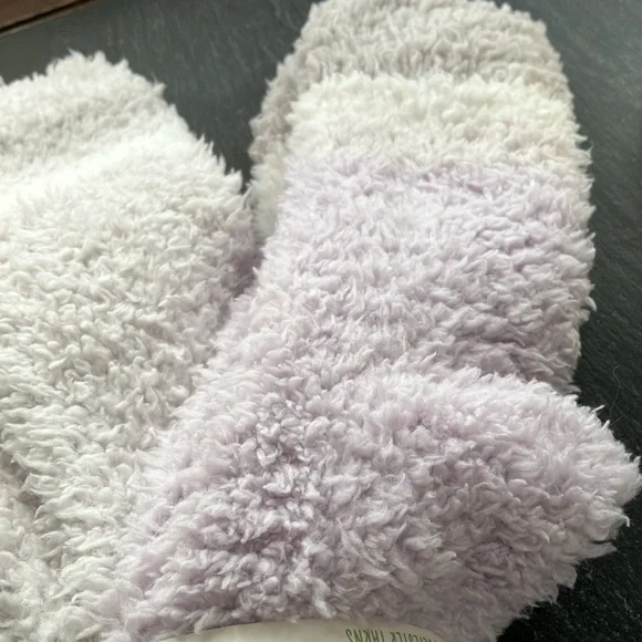 Lemon Lavender and White Fuzzy Socks - Picture 2 of 7